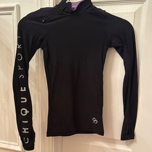 Chique Sport Black Girls Long Sleeve Figure Skating Top